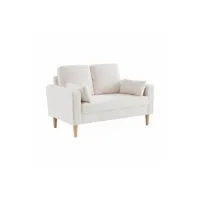 canapé droit sweeek canapé à bouclettes blanc cassé - bjorn - canapé 2 places fixe droit pieds bois style scandinave