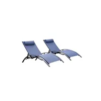 chaise longue - transat keter bains de soleil monaco bleu lavande (lot de 2) 35-700949