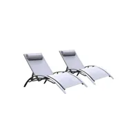 chaise longue - transat keter bains de soleil gris monaco (lot de 2) 35-810341