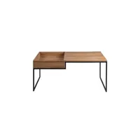 table basse bestmobilier tim - table basse - bois et métal noir - 105 cm - style industriel - bois