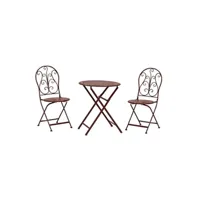 ensemble table et chaises de jardin aubry gaspard - table et chaises de jardin en métal laqué rouge rouge antique