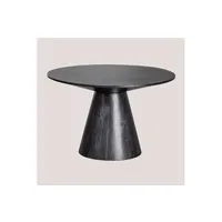 table à manger sklum table de salle à manger ronde en bois de manguier (ø120 cm) weymar noir uni