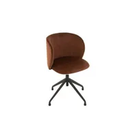 chaise maison et styles chaise repas pivotante 56x48x48 cm en velours marron foncé - wendy