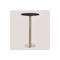 table à manger sklum table haute de bar ronde en marbre (ø60 cm) cosmopolitan or champagne 104 cm