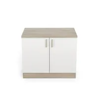 meuble bas de cuisine coloris chene kronberg, blanc - longueur 100 x hauteur 85 x profondeur 60 cm --
