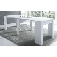 table à manger pegane table de salle à manger extensible rectangulaire coloris blanc - longueur 90-237 x profondeur 90 x hauteur 76,60 cm --