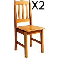 chaise pegane lot de 2 chaises de salle à manger en pin massif coloris miel - longueur 42 x profondeur 45 x hauteur 100 cm - -