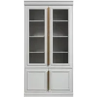 vitrine pegane vitrine / meuble de rangement en pin coloris gris brouillard - longueur 110 x profondeur 44 x hauteur 215 cm --