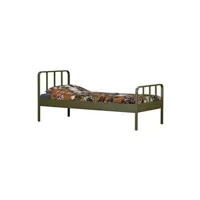 lit enfant pegane lit d'enfant en acier avec revetement de couleur army - longueur 208 x profondeur 95 x hauteur 90 cm --