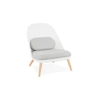 fauteuil de salon maison et styles fauteuil 74x66x76 cm blanc avec coussin gris