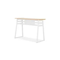 table de bar 150x60x105,5 cm en décor naturel et métal blanc - randall