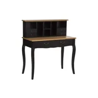 bureau droit atmosphera meuble secrétaire 5 tiroirs en bois chrysa - noir - l 100 x p 50 x h 111,5 cm