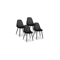 chaise fromm & starck lot de 4 chaises design de cuisine salle à manger plastique 52x46cm noir 150kg