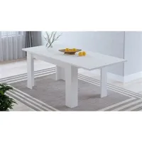 table à manger pegane table de salle à manger extensible rectangulaire coloris coloris blanc -longueur 138-198 x profondeur 88 x hauteur 76 cm --