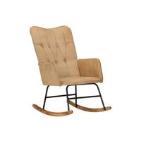 fauteuil de relaxation vidaxl chaise à bascule crème vintage toile