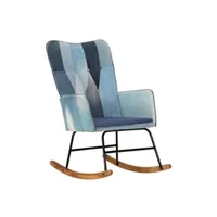 fauteuil de relaxation vidaxl chaise à bascule denim bleu toile patchwork