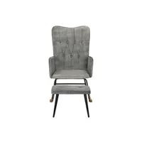fauteuil de relaxation vidaxl chaise à bascule avec repose-pied gris vintage toile