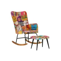 fauteuil de relaxation vidaxl chaise à bascule avec repose-pied multicolore toile patchwork