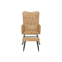 fauteuil de relaxation vidaxl chaise à bascule avec repose-pied crème vintage toile
