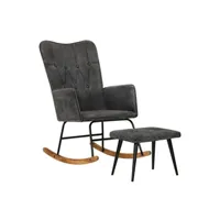 fauteuil de relaxation vidaxl chaise à bascule avec repose-pied noir vintage toile