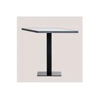 table basse sklum table de bar carrée en grès (70x70 cm) delice blanc 74 cm