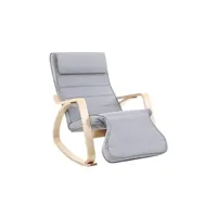 fauteuil de salon helloshop26 fauteuil à bascule rocking chair avec repose-pied réglable en 5 niveaux charge max 150 kg gris 12_0000594