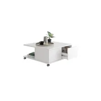 table basse maison et styles table basse carrée 70 cm avec 2 tiroirs blanc