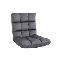 fauteuil de relaxation homcom fauteuil convertible fauteuil paresseux grand confort inclinaison dossier multipositions 90°-180° flanelle polyester capitonné gris foncé