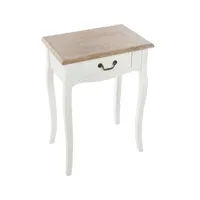 table de chevet pegane chevet en bois avec tiroir, coloris blanc/chene - dim : l.47 x l.30 x h.65 cm --
