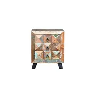 table de chevet pegane table de chevet en bois recycle multicolore - longueur 50 x profondeur 40 x hauteur 60 cm --