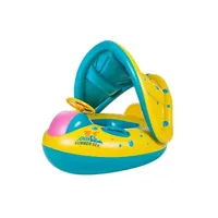 bouée et matelas gonflable generique bouee bebe fongwan jouet speedboat de piscine gonflable avec auvent-jaune bleu