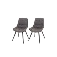 chaise mendler 2x chaise de salle à manger hwc-e57 aspect daim similicuir gris foncé