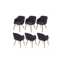 chaise mendler 6x chaise de salle à manger hwc-d71 design rétro tissu textile gris anthracite