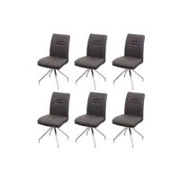 chaise mendler 6x chaise de salle à manger hwc-h70 tissu/textile inox brossé gris brun