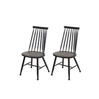 chaise mendler lot de 2 chaises de salle à manger hwc-g69 bois massif métal anthracite