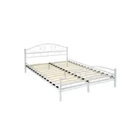 lit 2 places tectake lit design romantique avec sommier - 200 x 140 cm - blanc/blanc
