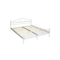 lit 2 places tectake lit design romantique avec sommier - 200 x 180 cm - blanc/blanc