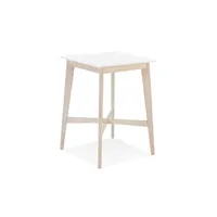 table de bar 70x70x105 cm blanc et naturel blanchi
