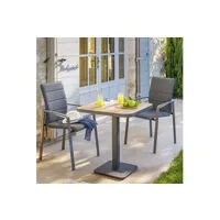 table de jardin hesperide table bistro carrée tyla acacia et acier hespéride - naturel