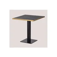 table de chevet sklum table de bar carrée en grès (70x70 cm) galliano noir 74 cm