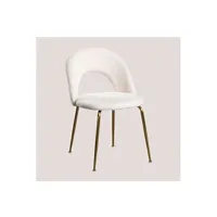 pack de 4 chaises de salle à manger rembourrées en chenille glorys doré blanc 77,5 cm