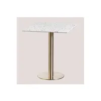 table de chevet sklum table de bar carrée en terrazzo (60x60 cm) malibu or champagne blanc 74,5 cm