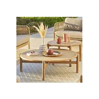 salon de jardin hesperide table basse ronde d120 acacia deona hespéride - naturel clair