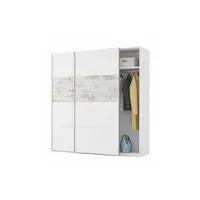 armoire loungitude armoire penderie emma avec portes coulissantes l180 x h200cm - blanc