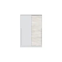 armoire loungitude armoire penderie mya avec portes coulissantes l120 x h200cm - blanc et bois
