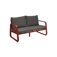 chaise de jardin proloisirs - canapé extérieur 2.5 places en aluminium tonio rouge