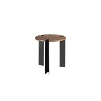 table d'appoint angel cerda table d'angle en noyer et acier noir 2118c, ø50 x 51 cm. -