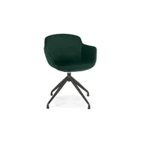 fauteuil de salon maison et styles chaise repas rotative 54x59x80 cm en velours vert foncé - guido