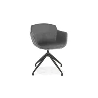 fauteuil de salon maison et styles chaise repas rotative 54x59x80 cm en velours gris - guido