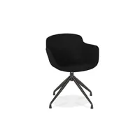 fauteuil de salon maison et styles chaise repas rotative 54x59x80 cm en tissu noir - guido